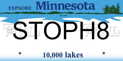 STOPH8 Minnesota License Plate