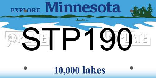 STP190 Minnesota License Plate