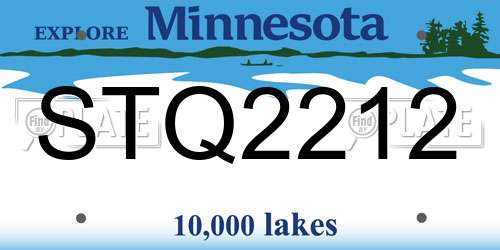 STQ2212 Minnesota License Plate