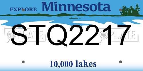 STQ2217 Minnesota License Plate