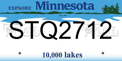 STQ2712 Minnesota License Plate