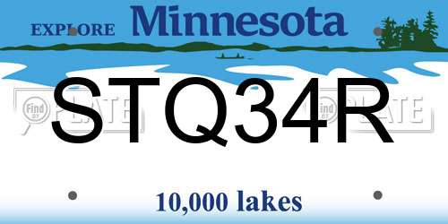 STQ34R Minnesota License Plate