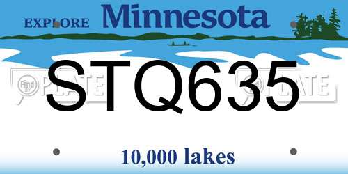 STQ635 Minnesota License Plate