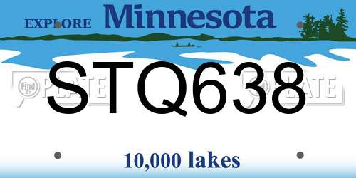 STQ638 Minnesota License Plate