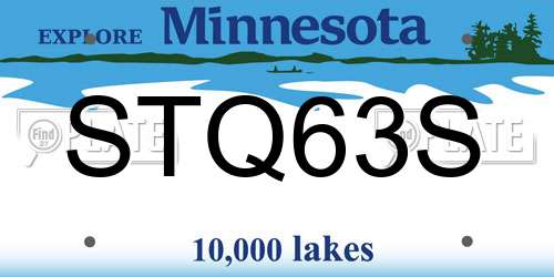 STQ63S Minnesota License Plate