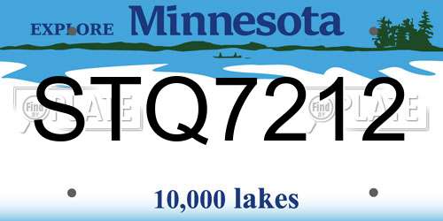 STQ7212 Minnesota License Plate
