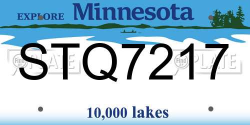 STQ7217 Minnesota License Plate
