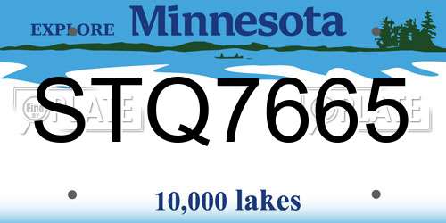 STQ7665 Minnesota License Plate