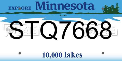 STQ7668 Minnesota License Plate