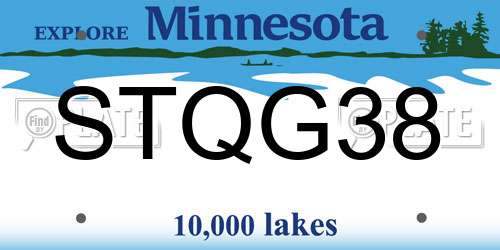 STQG38 Minnesota License Plate