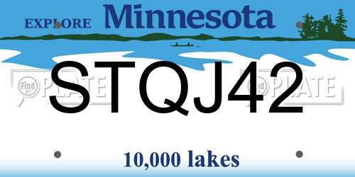 STQJ42 Minnesota License Plate