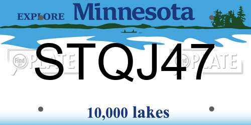STQJ47 Minnesota License Plate