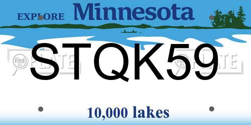 STQK59 Minnesota License Plate