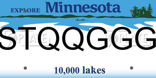 STQQGGG Minnesota License Plate