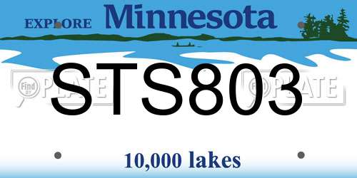 STS803 Minnesota License Plate