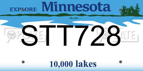 STT728 Minnesota License Plate