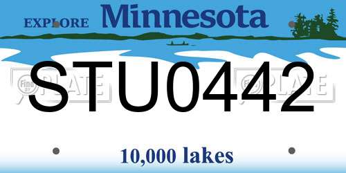 STU0442 Minnesota License Plate