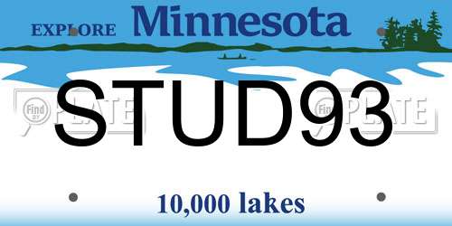 STUD93 Minnesota License Plate