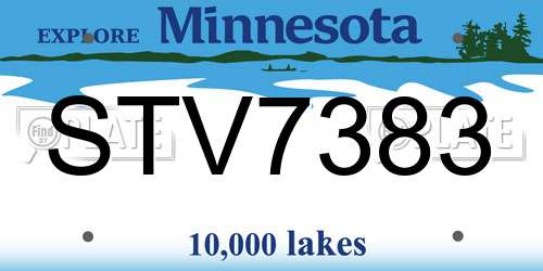 STV7383 Minnesota License Plate