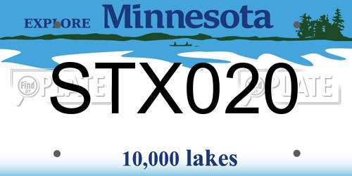 STX020 Minnesota License Plate