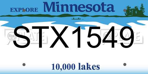 STX1549 Minnesota License Plate