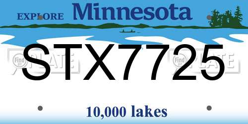 STX7725 Minnesota License Plate