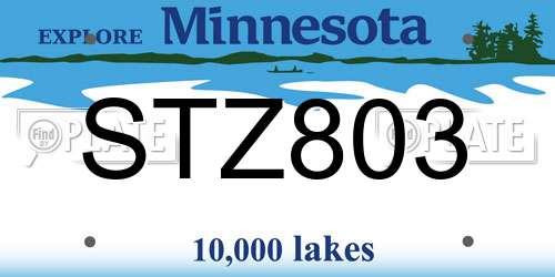 STZ803 Minnesota License Plate