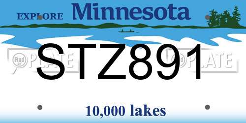 STZ891 Minnesota License Plate