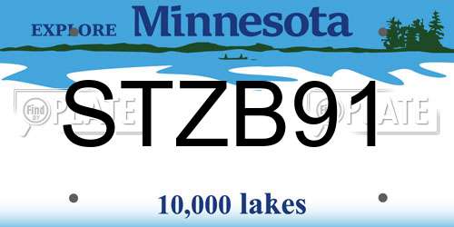 STZB91 Minnesota License Plate