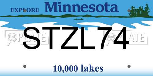 STZL74 Minnesota License Plate