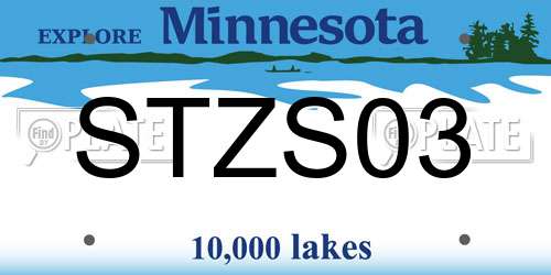 STZS03 Minnesota License Plate