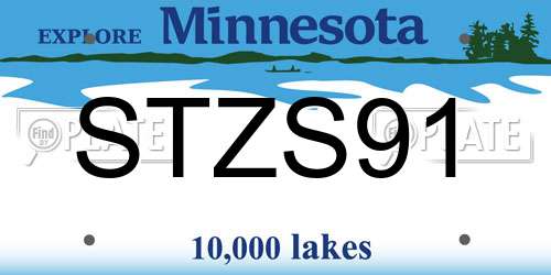 STZS91 Minnesota License Plate