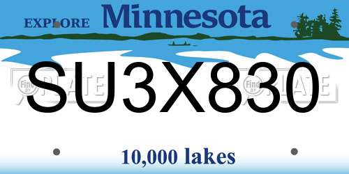SU3X830 Minnesota License Plate