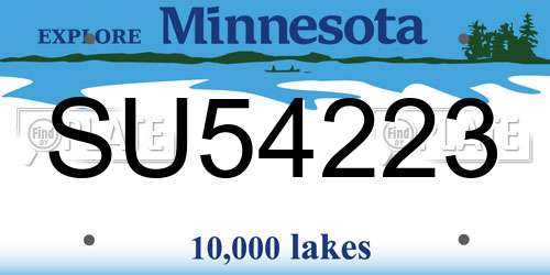 SU54223 Minnesota License Plate
