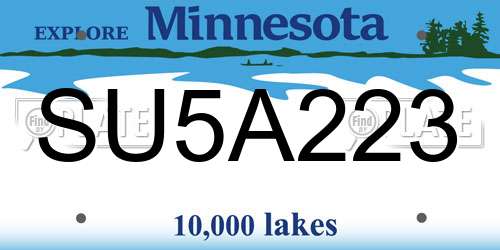 SU5A223 Minnesota License Plate