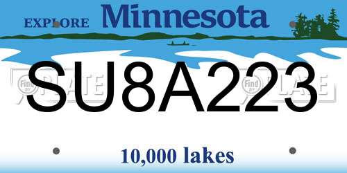 SU8A223 Minnesota License Plate