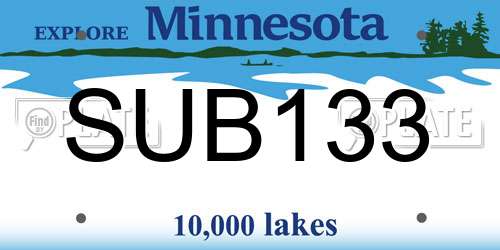 SUB133 Minnesota License Plate