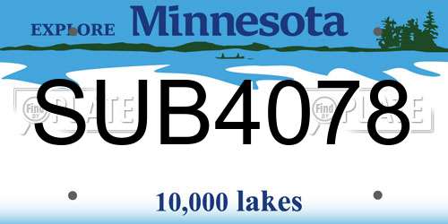 SUB4078 Minnesota License Plate