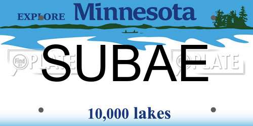 SUBAE Minnesota License Plate