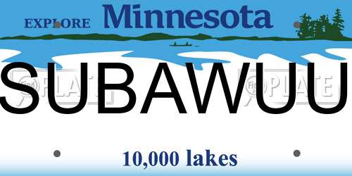 SUBAWUU Minnesota License Plate
