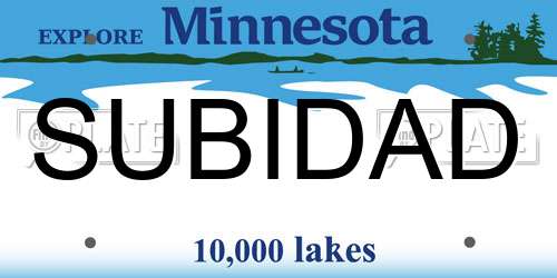 SUBIDAD Minnesota License Plate
