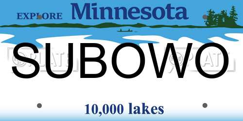 SUBOWO Minnesota License Plate