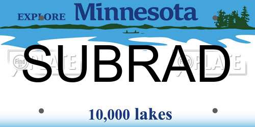 SUBRAD Minnesota License Plate