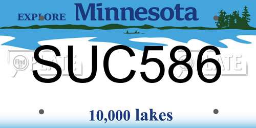 SUC586 Minnesota License Plate