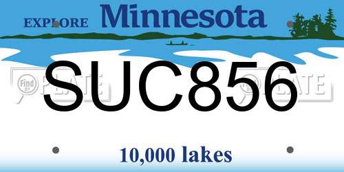 SUC856 Minnesota License Plate