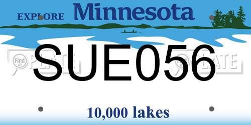 SUE056 Minnesota License Plate