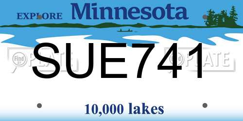 SUE741 Minnesota License Plate