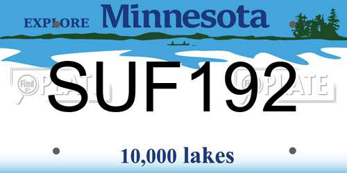 SUF192 Minnesota License Plate