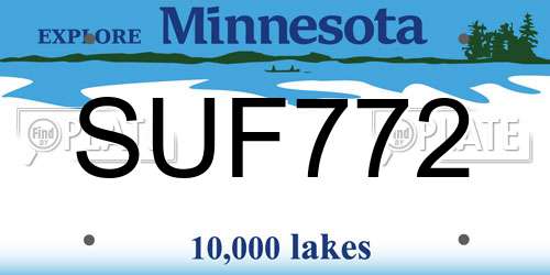 SUF772 Minnesota License Plate