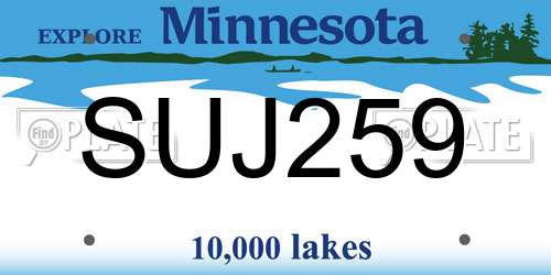 SUJ259 Minnesota License Plate